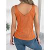 HNXC Spring and Summer Casual Solid Color V-neck Cut-out Top Vacation Knitted Sweater Women's Wear