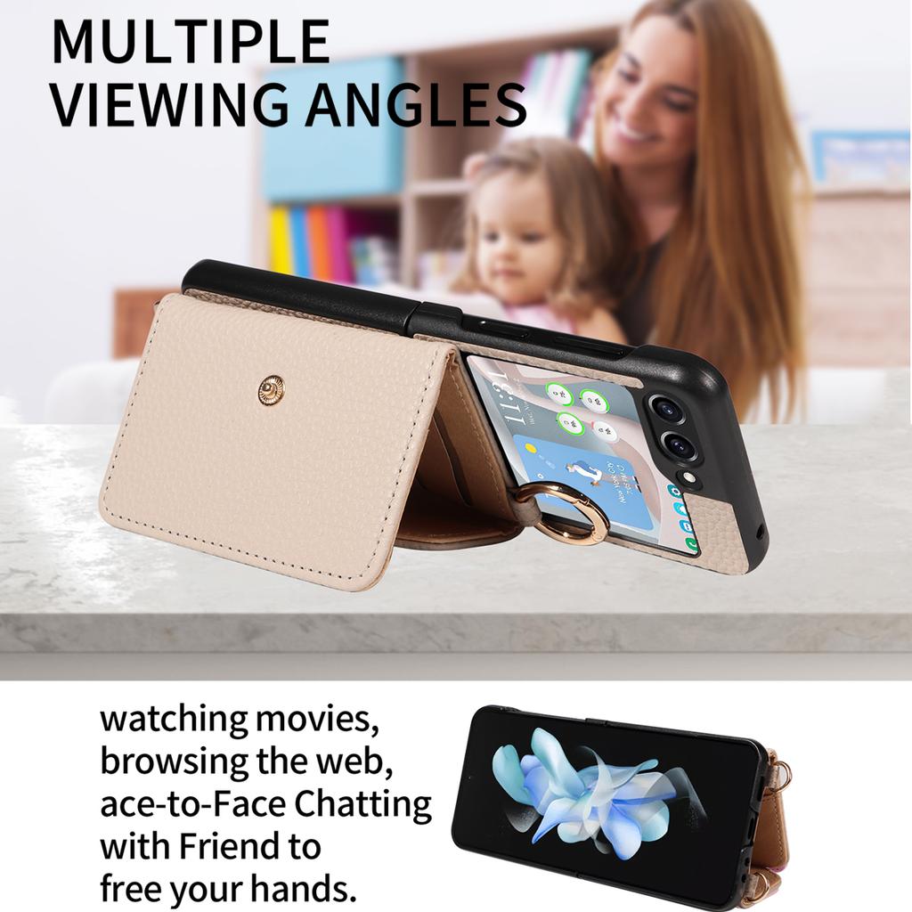 Das stilvolle Crossbody-Klappmodell mit oberer und unterer Öffnung für die Samsung Galaxy Z Flip3 4 5 6 Handyhülle, Kunstleder