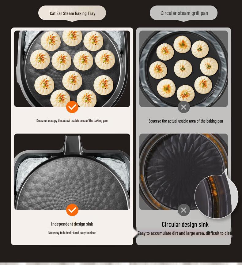 Supor Multi-Functional Ceramic Electric Griddle with Detachable Washable Deep Pan
