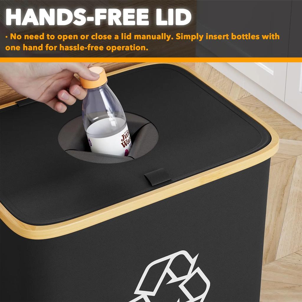 26 Gallonen 100L Küchen-Aufbewahrungseimer mit Deckel, Herausnehmbarer wiederverwendbarer Innensack - Ideal für Flaschen, Dosen, Glas- und Kunststoffabfälle