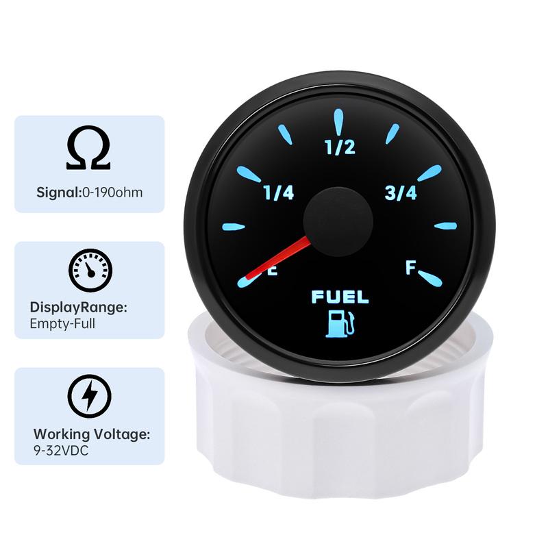 7 Color Backlight Fuel Level Tank Oil Level Gauge 0-190ohm Digital Pointer Boat Car Gauge car/boat accessories