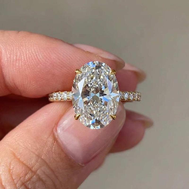 925 Silber Zirkon Wunderschöne Glänzende Ovale Steinringe für Damen Geschenk Verlobung Hochzeit Luxus Hohe Qualität Feiner Schmuck