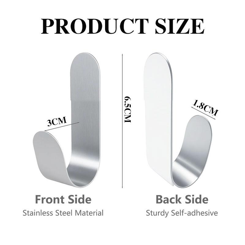 2/10pcs Adhesive Hooks Metal Stainless Steel Wall Hooks Hardware Multi-Purpose Hanger Hook for Bathroom Kitchen Accessory