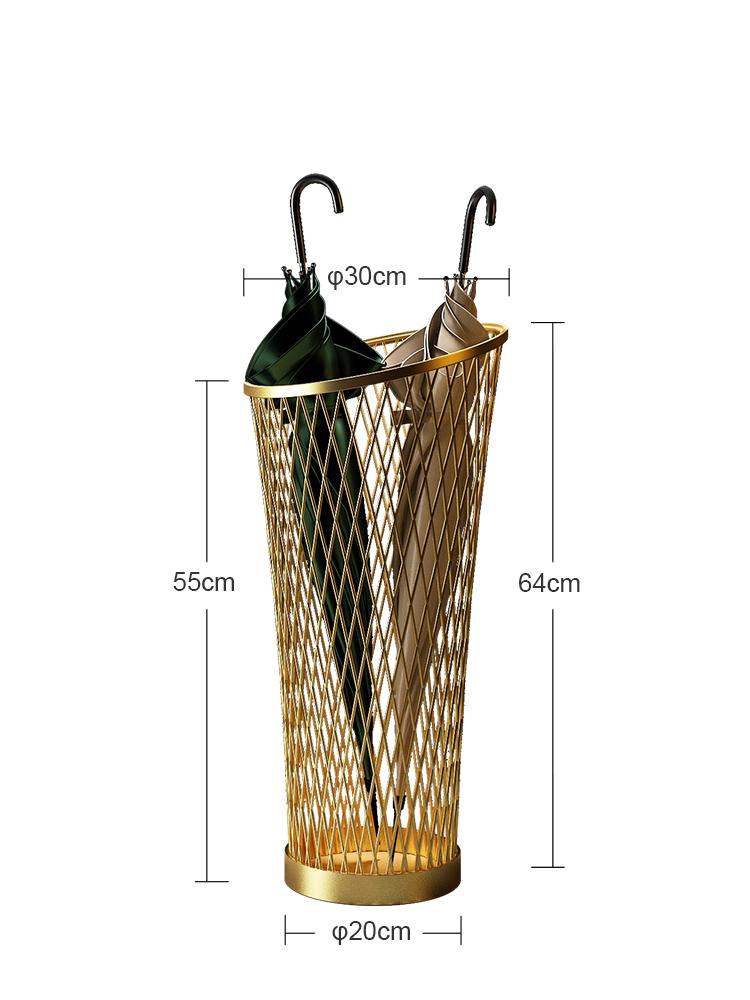 

Luxury Golden Iron Umbrella Stand Modern Mesh Design Entryway Organizer Creative Light Hollow Umbrella Holder for Home Decor