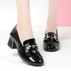 Spring Women Pumps Luxury Solid Patent Leather High Heels Fashion Square Toe Block Heel Shoes Office Slip-on Work Heels