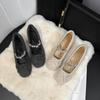The Inner Height Increases, the Small Man Wears Bow-tie Fluffy Shoes, and the Outer Wear Velvet Rhinestone Mary Jane Ballet Single Shoes,