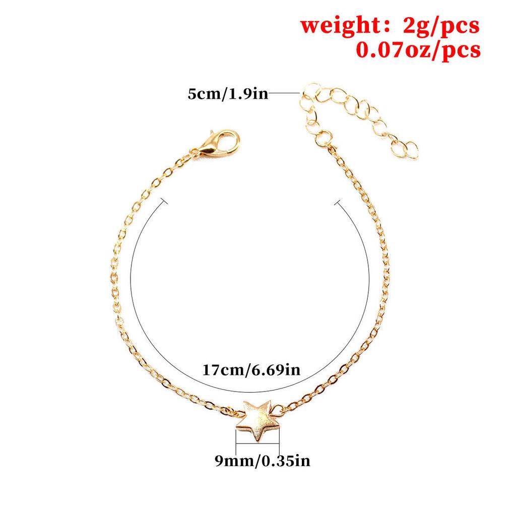 eBay European and American Fashion Creativity, Five-pointed Star Peach Heart Bracelet, Simple Women's Bracelet, Star Hand