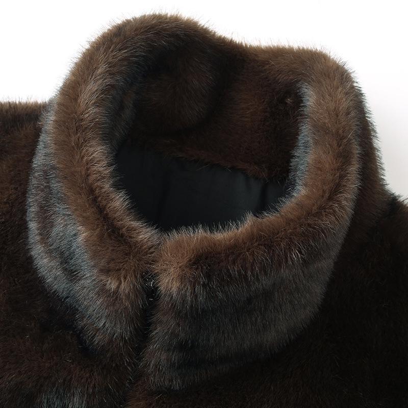 2025 Men's Winter Mink Fur Jacket: Stand Collar, Stylish & Casual Coat for Young and Middle-Aged Men
