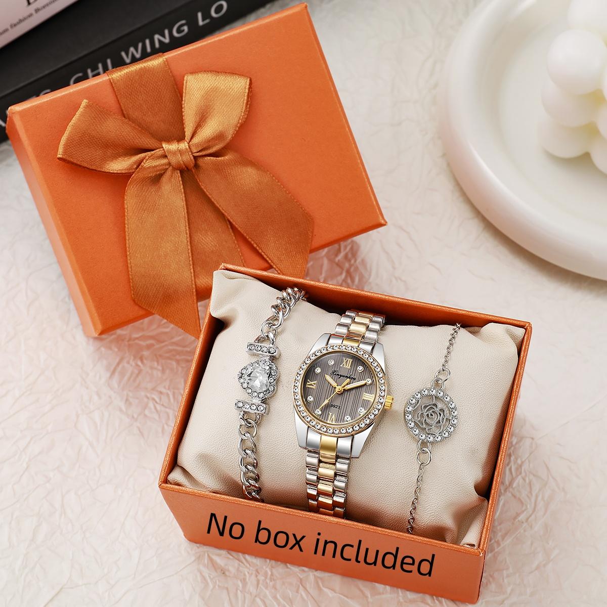 

High-end diamond-studded quartz women s watch three-piece set, suitable for daily wear and exquisite holiday gifts золотий