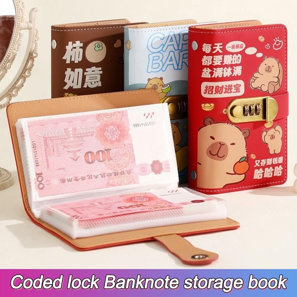 Lockable Design 100 Envelopes Money Saving Challenge Capybara Savings Binder  for Children