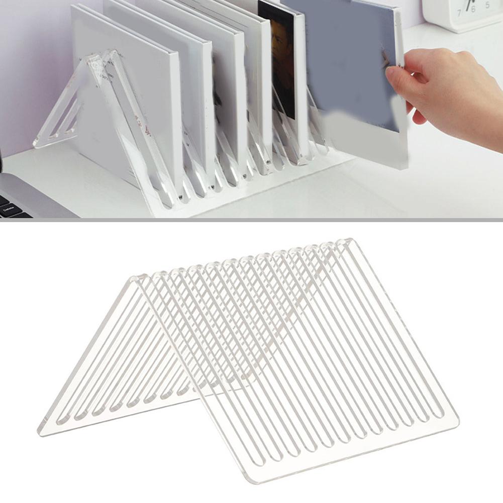 Compact Acrylic Vinyl Record Holder with 12 Slots for Desktop Transparent Organizer for Easy Viewing and Access