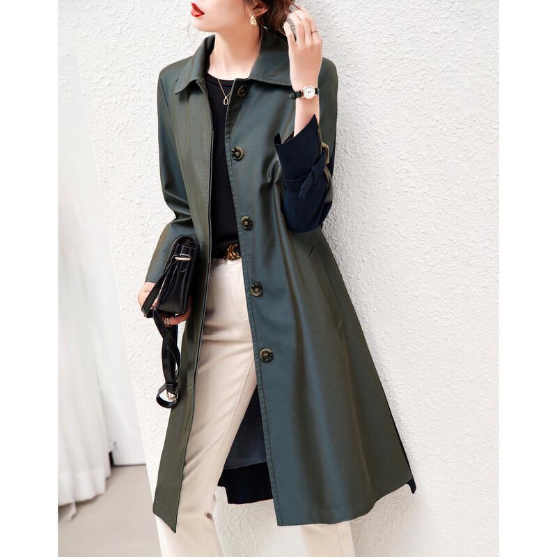 Women's Polo Collar Cotton Blend Trench Coat