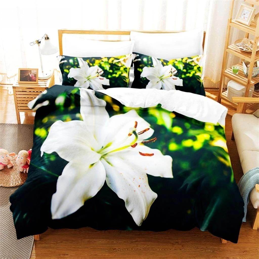 Pink Lotus Duvet Cover Set Stream Water Natural Jingguan Bedding Set Full 200x200 220x240cm For Women Kids Bedroom Decorations