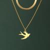 Dreamtimes Swallow Bird Necklace Stainless Steel Pendant Women Choker Snake Chain Fashion Trendy Animal Jewelry Gift