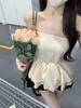 Elegant Off-Shoulder Milky Sweet Puffy Camisole Top