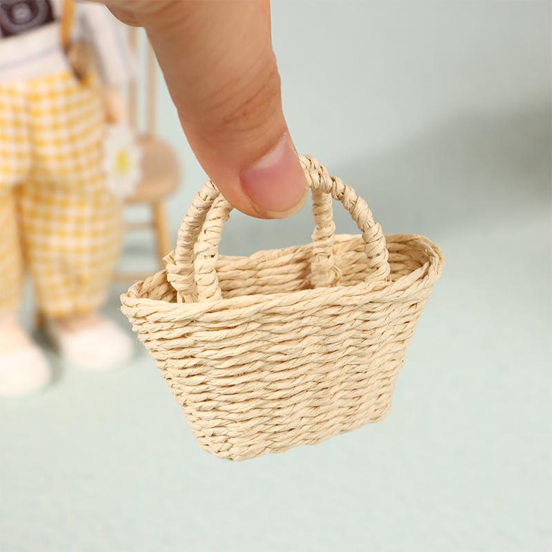 Mini Căsuță de Păpuși Drăguță Cadru Rattan Coș Împletit Manual Jucării Drăguțe Păpuși Decorațiune Miniatură