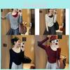 Cozy Korean Style Knit Top With Spliced Color Block Design For Casual Office Wear