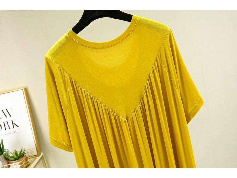 Dámská noční košile plus size A-střihu s plisováním - Letní modal