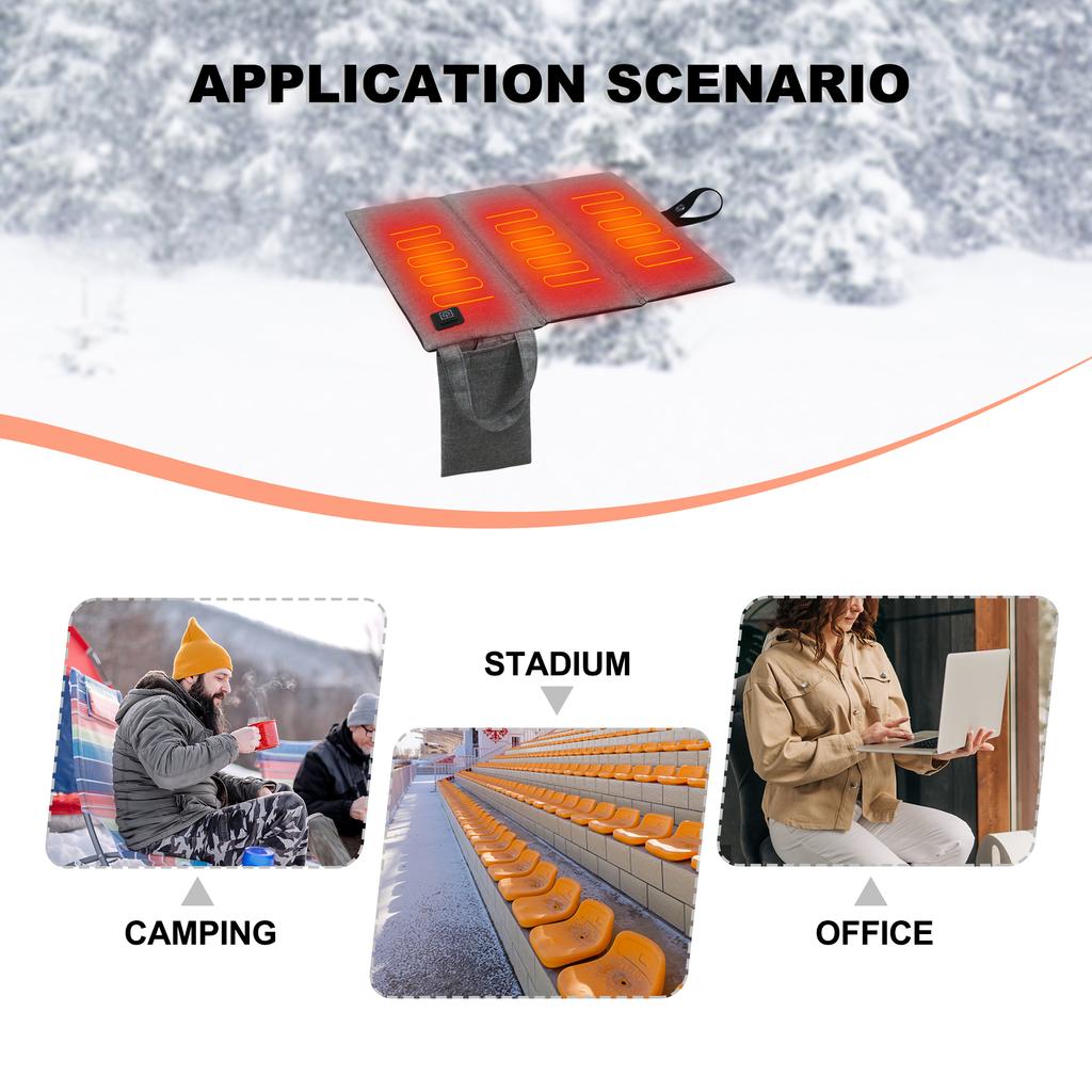 Cold Winter Outdoor Heated Seat Cushion Tri-Fold Seat Mat