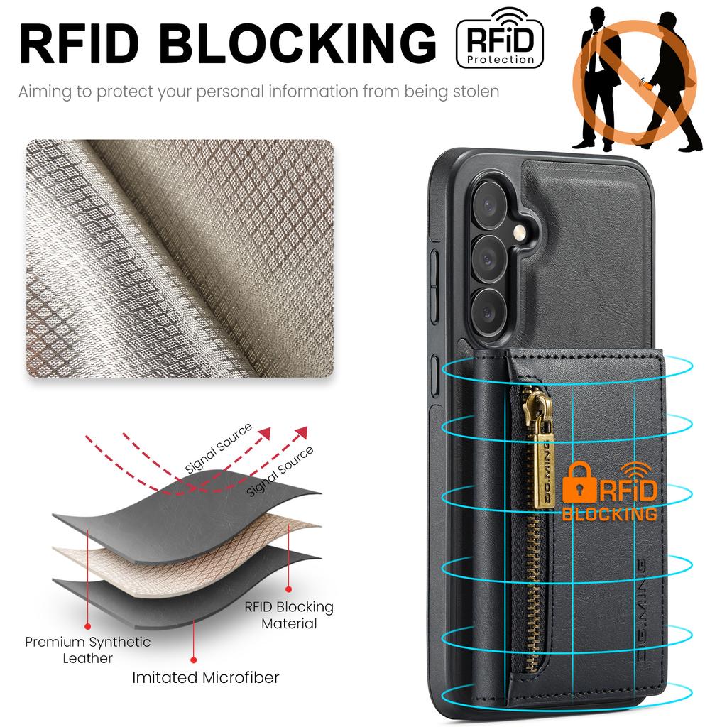 DG.MING M5 Series For Samsung Galaxy S24 FE Case Detachable Magnetic Leather Phone Cover with Card Slots