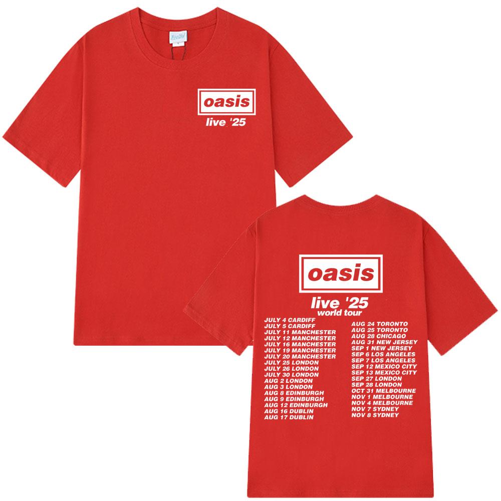 British Rock Band O-Oasis Live 25 Tour T Shirt Men Women Gothic Vintage Oversized T-shirt Men Women Cotton Short Sleeve T-shirts