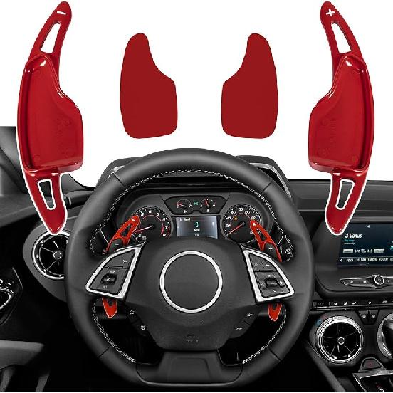 Red Aluminum Steering Paddle Shifter Extension Cover Trim Interior Accessories For Chevrolet Camaro 2016-, 2014- Chevrolet Corvette C7