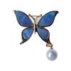 Butterfly Shaped Brooch With Delicate Pearls Accent Modern Waterdrop Aesthetic Alloy Materials Trendy Accessory