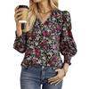 European and American Floral Lantern Sleeve Top V-neck Loose Short Pastoral Commuting Floral Thin Retro Shirt