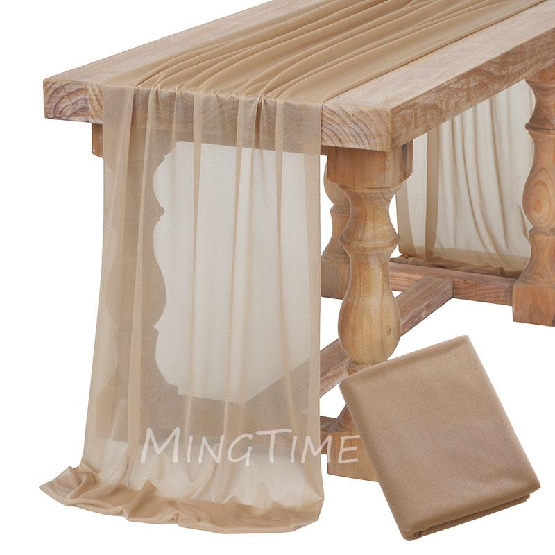 Caminho de Mesa Macio Rosa Blush Poeira Gaze Rústico Boho Natural Casamento Festa Chá de Bebê Jantar Ornamento Decoração