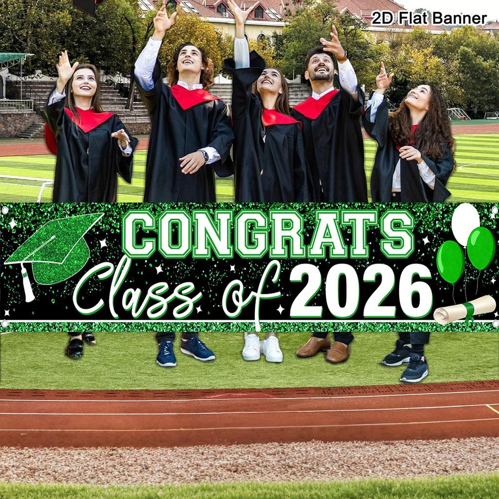 Happy Graduation Outdoor Banner Bachelor'S Cap Balloon Party Decorative Background Photography Graduate Party Supplies Gift