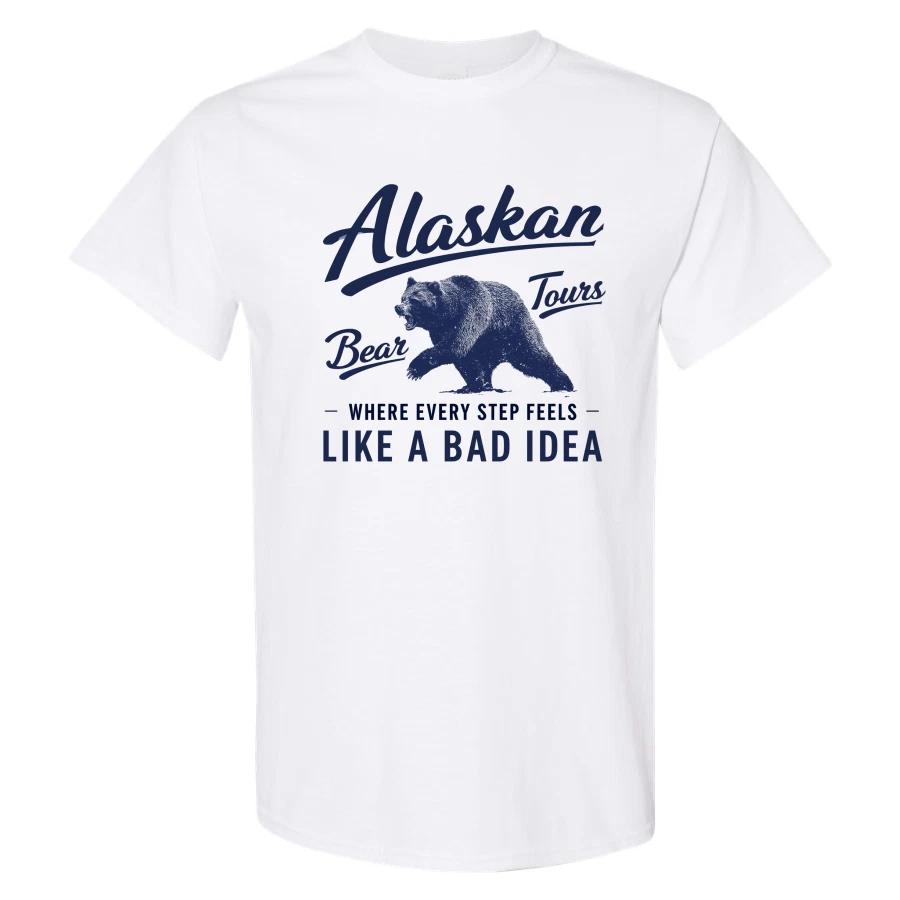 Alaskan Tours Bear T Shirt Where Every Step Feels Like a Bad Idea Funny Vintage L