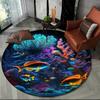 Underwater World Dolphin Cartoon Round Carpet Living Room Bedroom Anti-Slip Mat Home Decoration Bathroom Absorbent Floor Mat