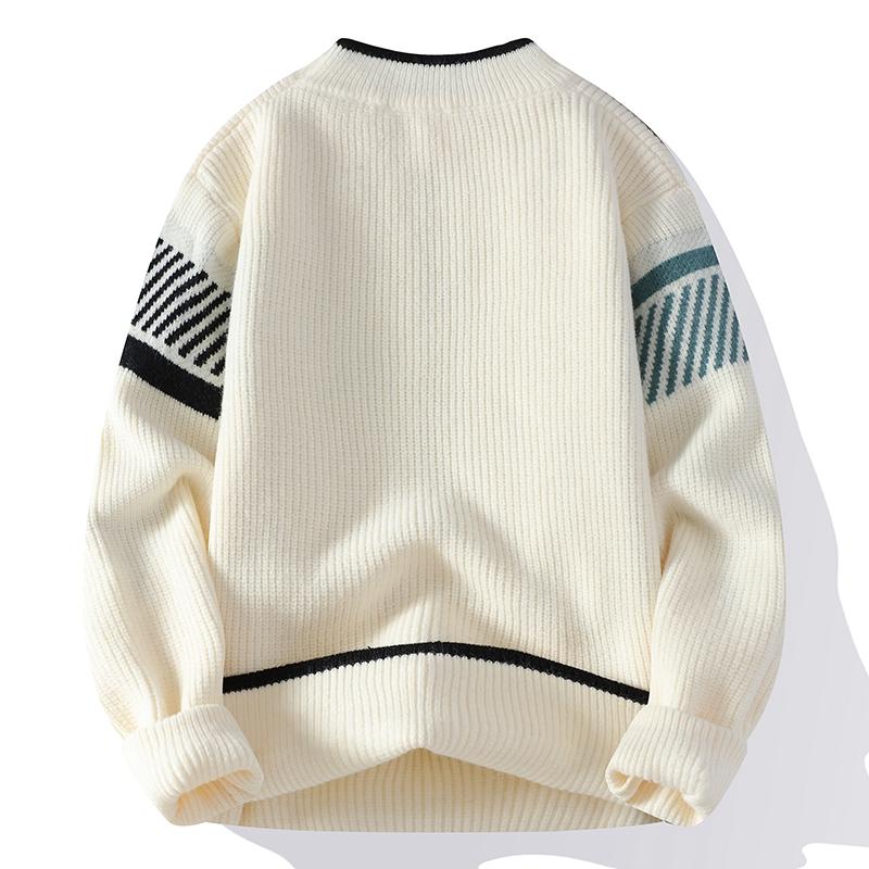Cozy Up Men Casual Letter Print Knitted Pullover Sweaters Long Sleeve Crew Neck