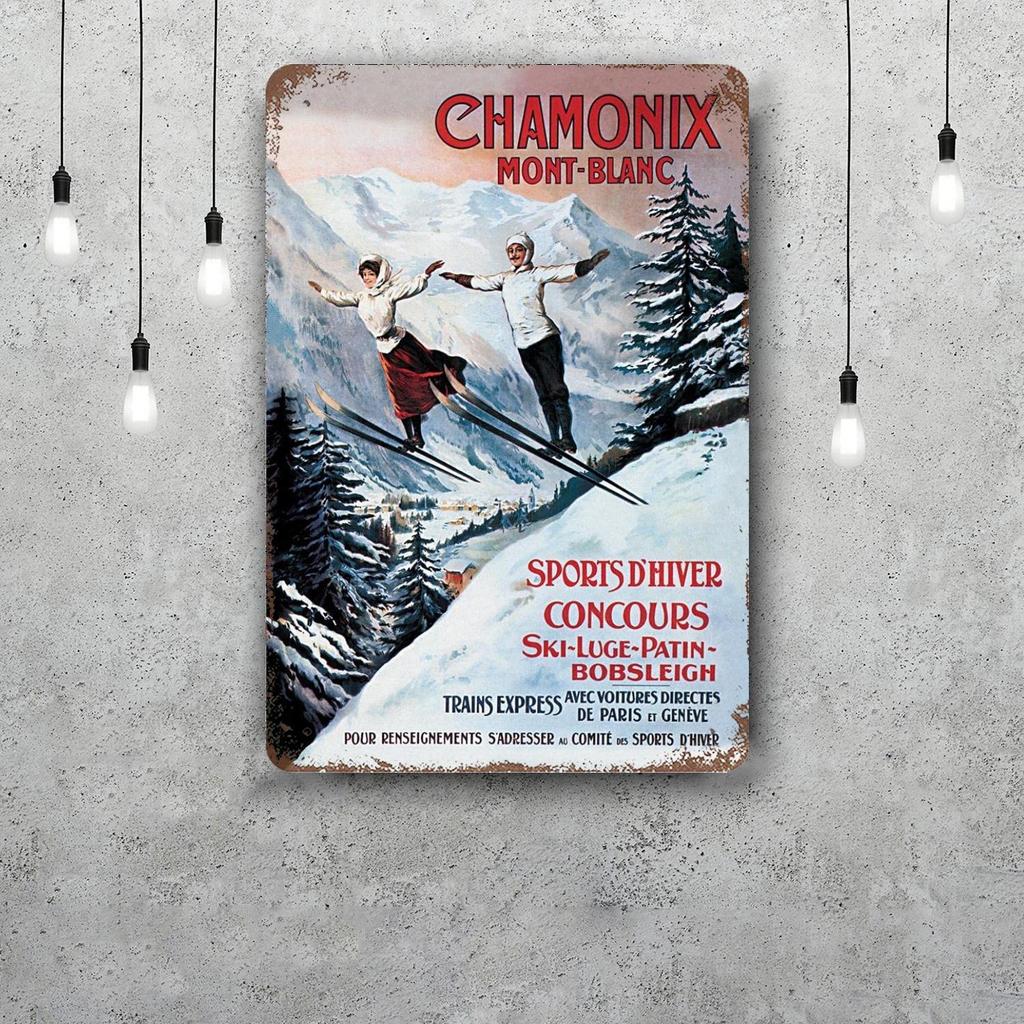 ski Classic Poster Rusty Metal Plaque Retro Decorative Plate Bar Man Cave Garage Club Metal Sign Wall Decoration