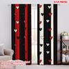 2pcs,2D Plane Printing Curtains Striped Hearts Versatile 100% Polyester (without Rod) Room Decor Ldeal for Living Room and