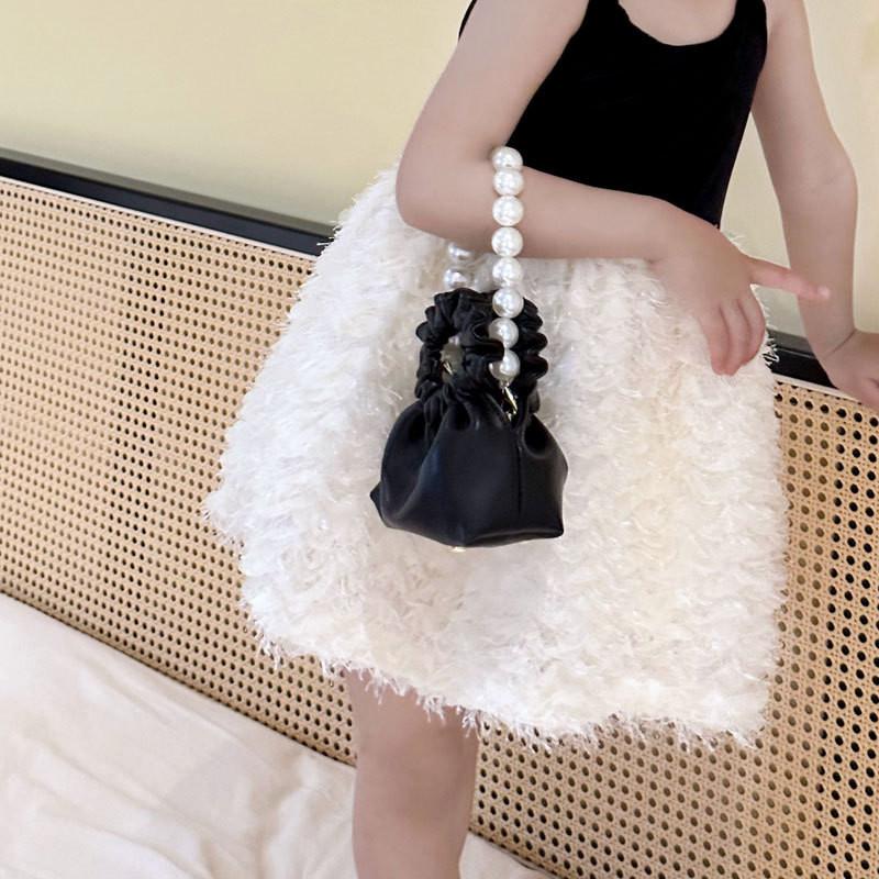 Adorable Korean Style Princess Pearl Handbag For Girls With Charming Chain Strap