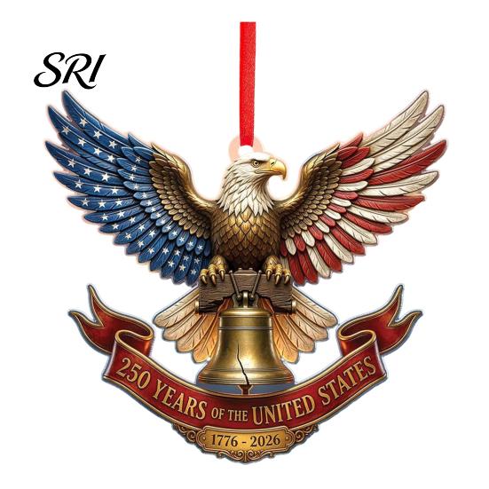 Scratch-proof Acrylic Souvenir 2D America 250th Anniversary Ornament 250 Years Patriotic Hanging Decoration 1776-2026 Commemorative Gifts for