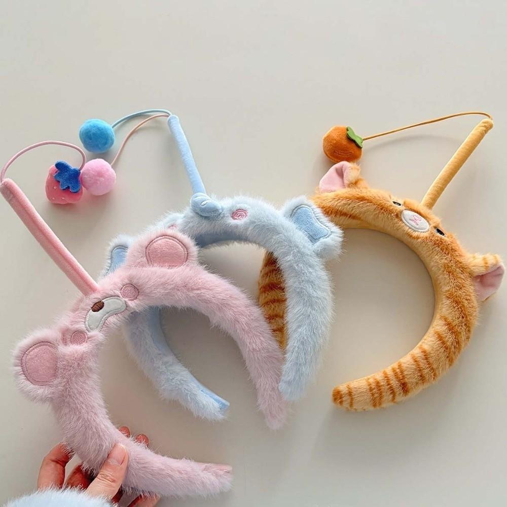 Wacky Cat Fishing Plush Headband Hair Accessories Girls Cartoon Hairband  Wash Face