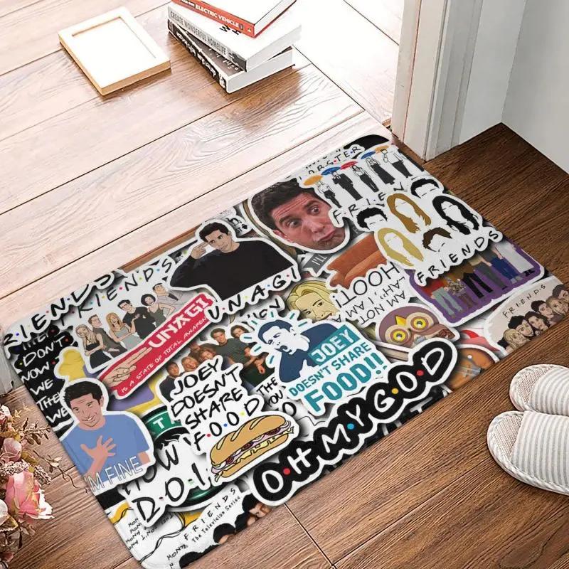 Funny TV Show Friends Collage Front Floor Door Entrance Mats Indoor Bathroom Kitchen Doormat Toilet Carpet Rug