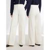 EP Yaying Women's Beige High-Waisted Wide-Leg Suit Pants