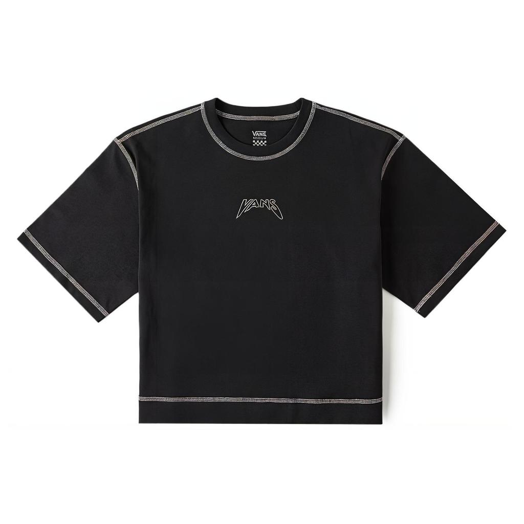 Vans Comfortable Letter Round Neck Short Sleeve Regular T-Shirt Women Tops Gray Black VN000KPF1O7