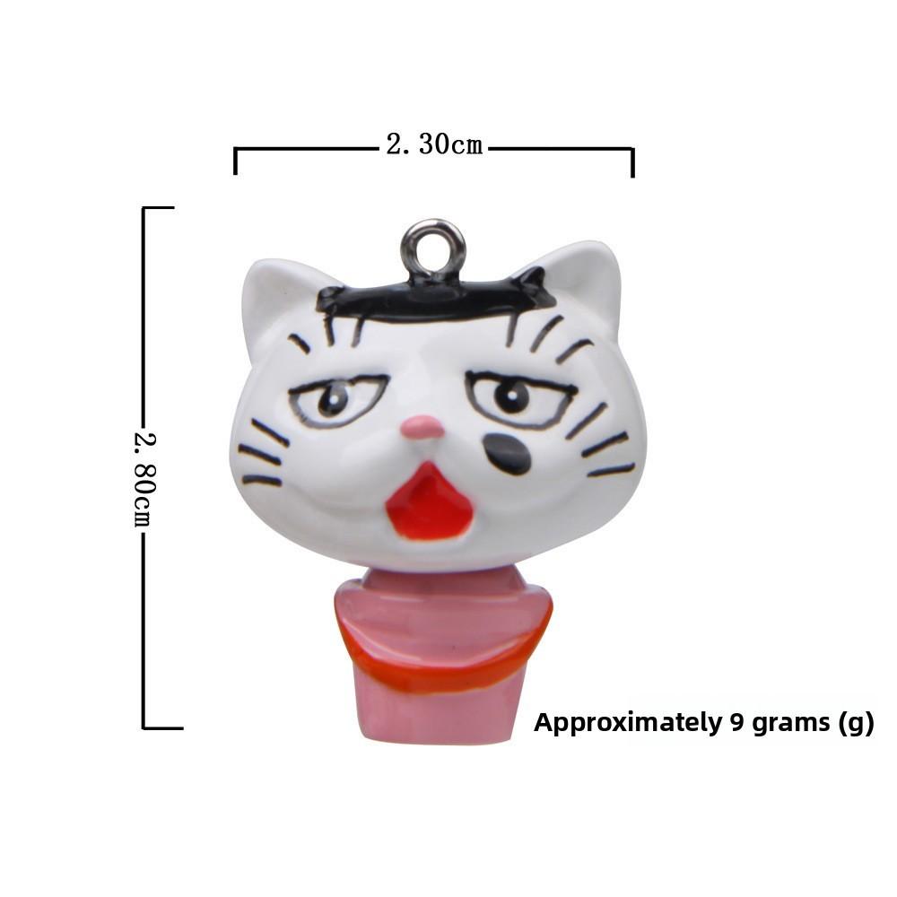 Cat Resin Figurine Keychain With Cartoon Style For Gift Giving And Collection