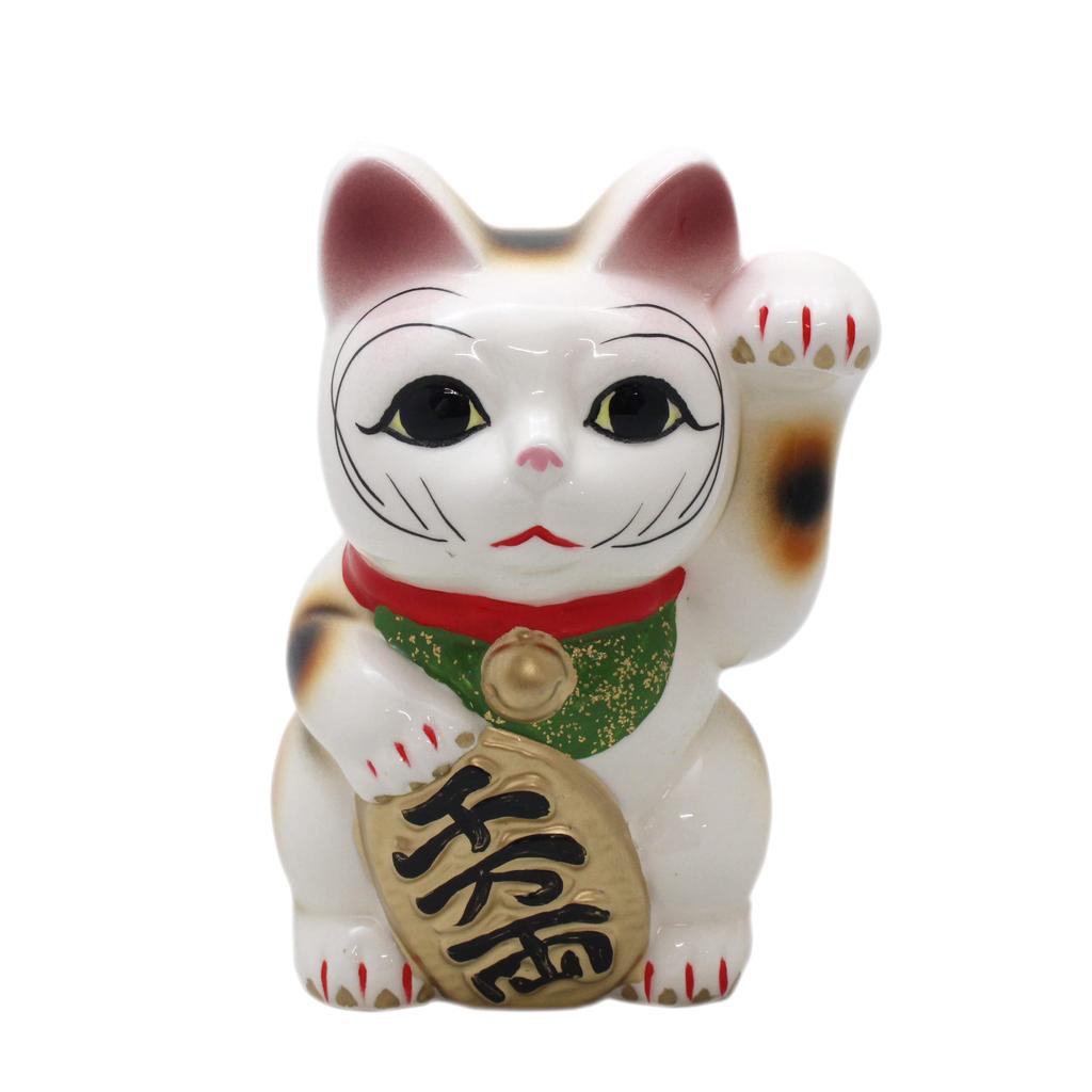 Castle Enterprise Lucky Cat Money Box Seto Ware Made in Japan (Left Hand)