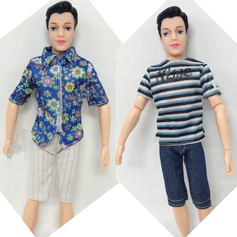 3SetsTops Hemd Kurze Jeans Hosen Kleidung Für Ken Puppe Outfits Kleidung Für Barbies Freund Ken Puppen Puppenhaus Zubehör Kinder Spielzeug