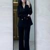 Slimming Black Two-Piece Suit for Women: Professional Spring/Autumn Wear