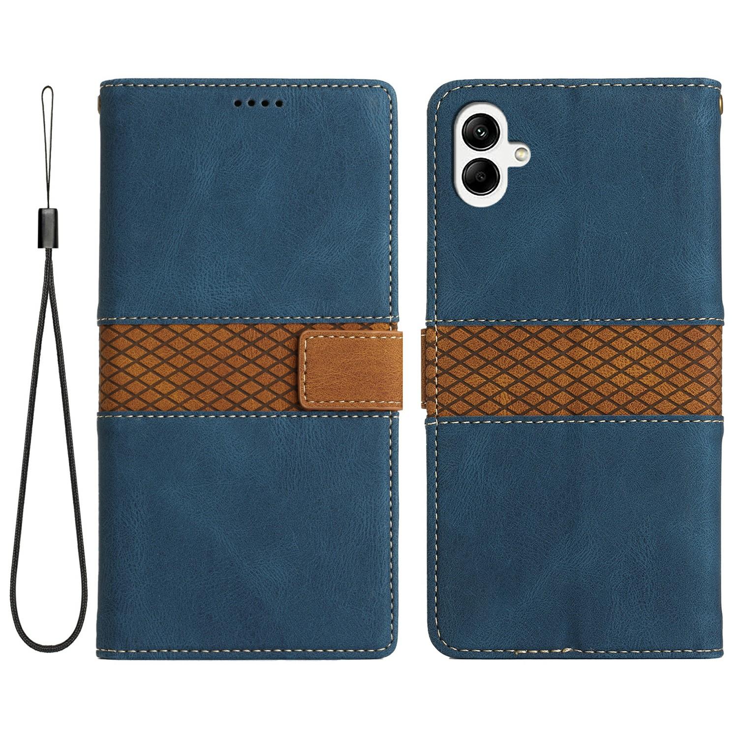 For Samsung Galaxy A06 4G Leather Case Grid Splicing Stand Wallet Phone Cover D