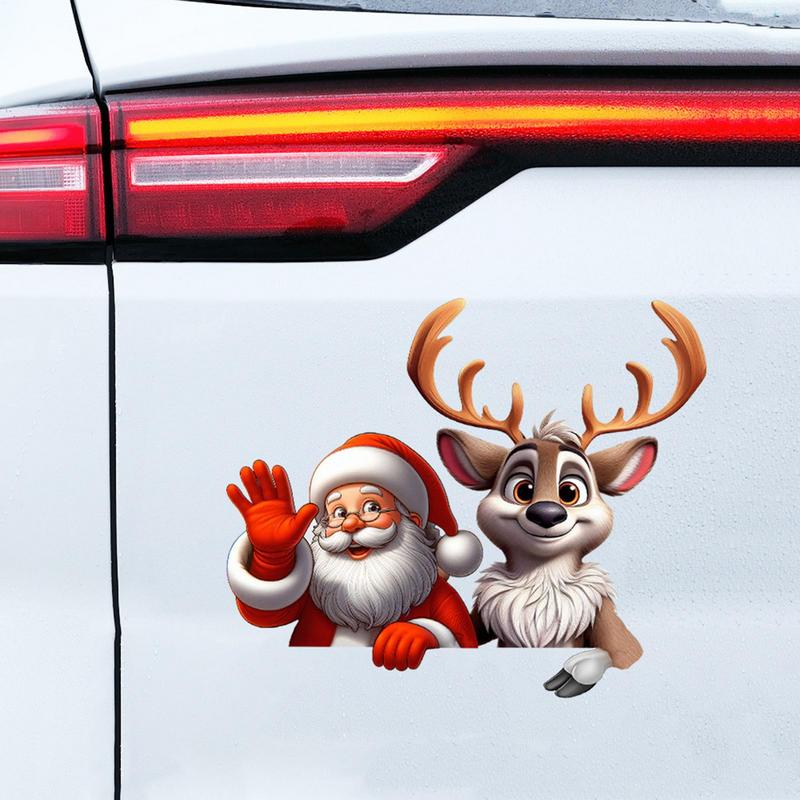 Auto Fensteraufkleber Weihnachtsfensteraufkleber Weihnachtsdekorationen Weihnachtsmann Elch Auto Heckscheibenaufkleber Dekoratives Fahrzeug