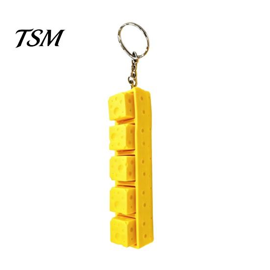 Cheese Shaped Fidget Toy 3D Printed Keyboard Toy, 5-in-1 Push Button Finger Anxiety Relief Toys Clicker Mechanical Keychain for Stress жёлтый