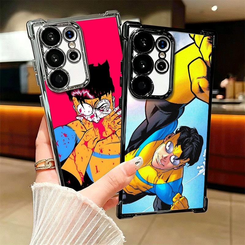 I-Invincible Anime Plating Phone Case For Samsung Galaxy S24 S25 FE S26 Edge S23 Ultra S22 S21 Plus S20 Anti-Fall Airabag Cover