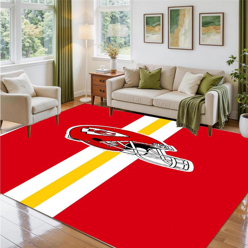 Kansas City Chiefs Design Crystal Velvet Rug Soft Decorative Mat for Bedroom Entrance